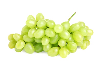 Photo of Bunch of fresh ripe juicy grapes isolated on white