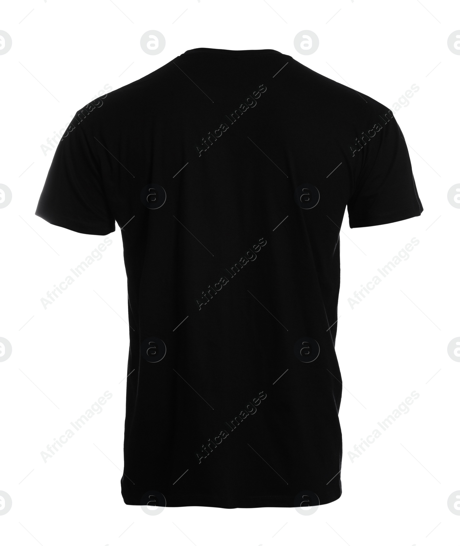 Photo of Mannequin with black men's t-shirt isolated on white. Mockup for design