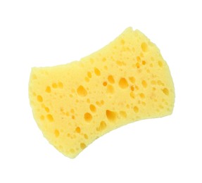 One yellow sponge isolated on white, top view