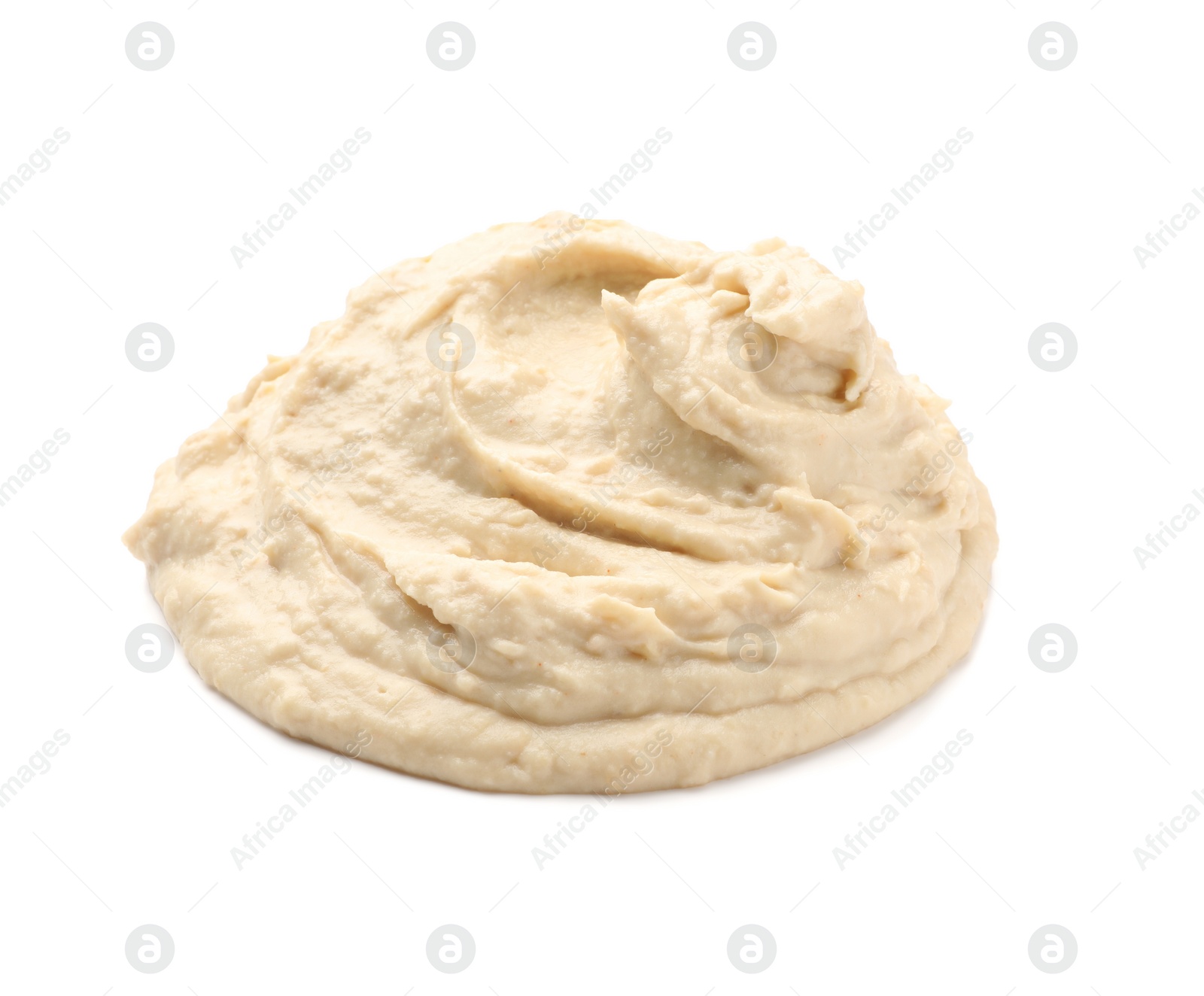 Photo of Heap of classic tasty hummus isolated on white