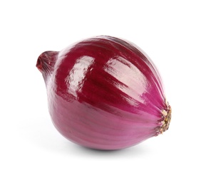 Photo of Fresh whole red onion on white background