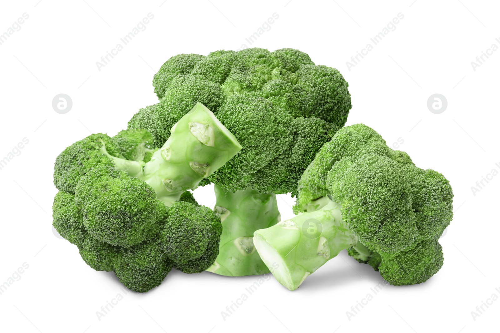 Image of Fresh green broccoli on white background. Edible plant