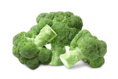 Fresh green broccoli on white background. Edible plant