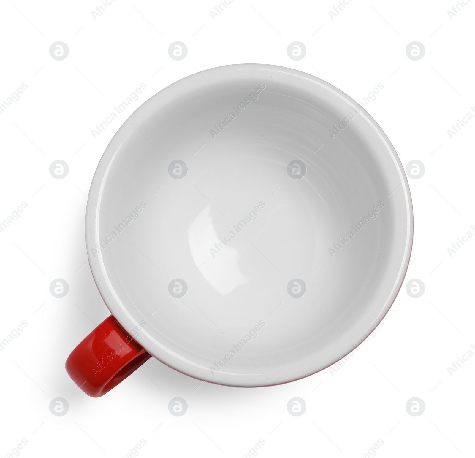 Photo of Ceramic cup isolated on white, top view