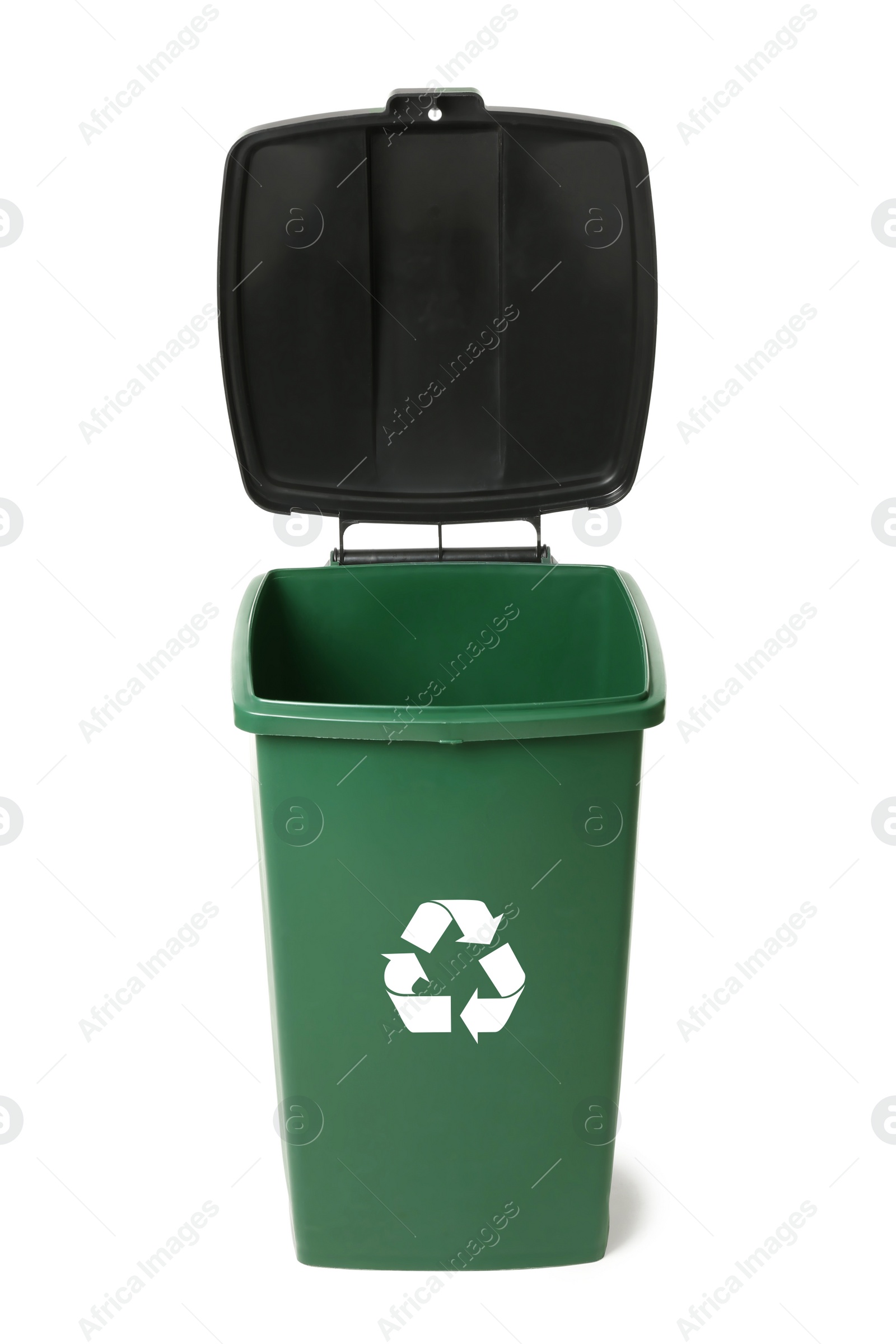 Photo of Trash bin isolated on white. Waste recycling