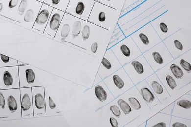 Fingerprint record sheets, top view. Criminal investigation