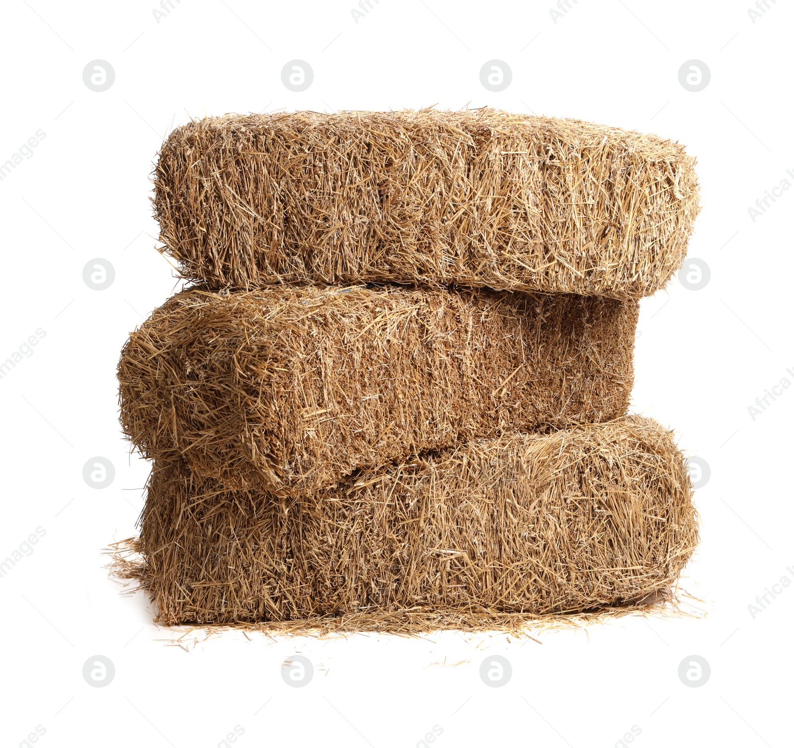 Photo of Bales of dried straw isolated on white