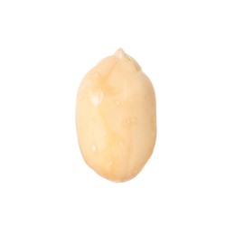 Photo of One fresh peeled peanut isolated on white