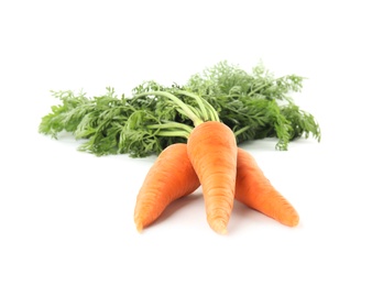 Photo of Fresh ripe juicy carrots isolated on white