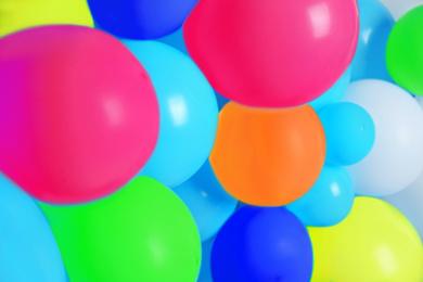 Image of Many color balloons as background. Party decor