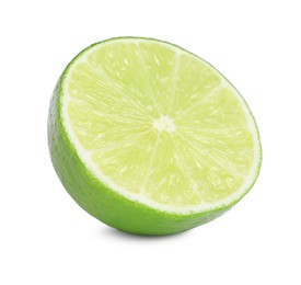 Photo of Citrus fruit. Half of fresh lime isolated on white