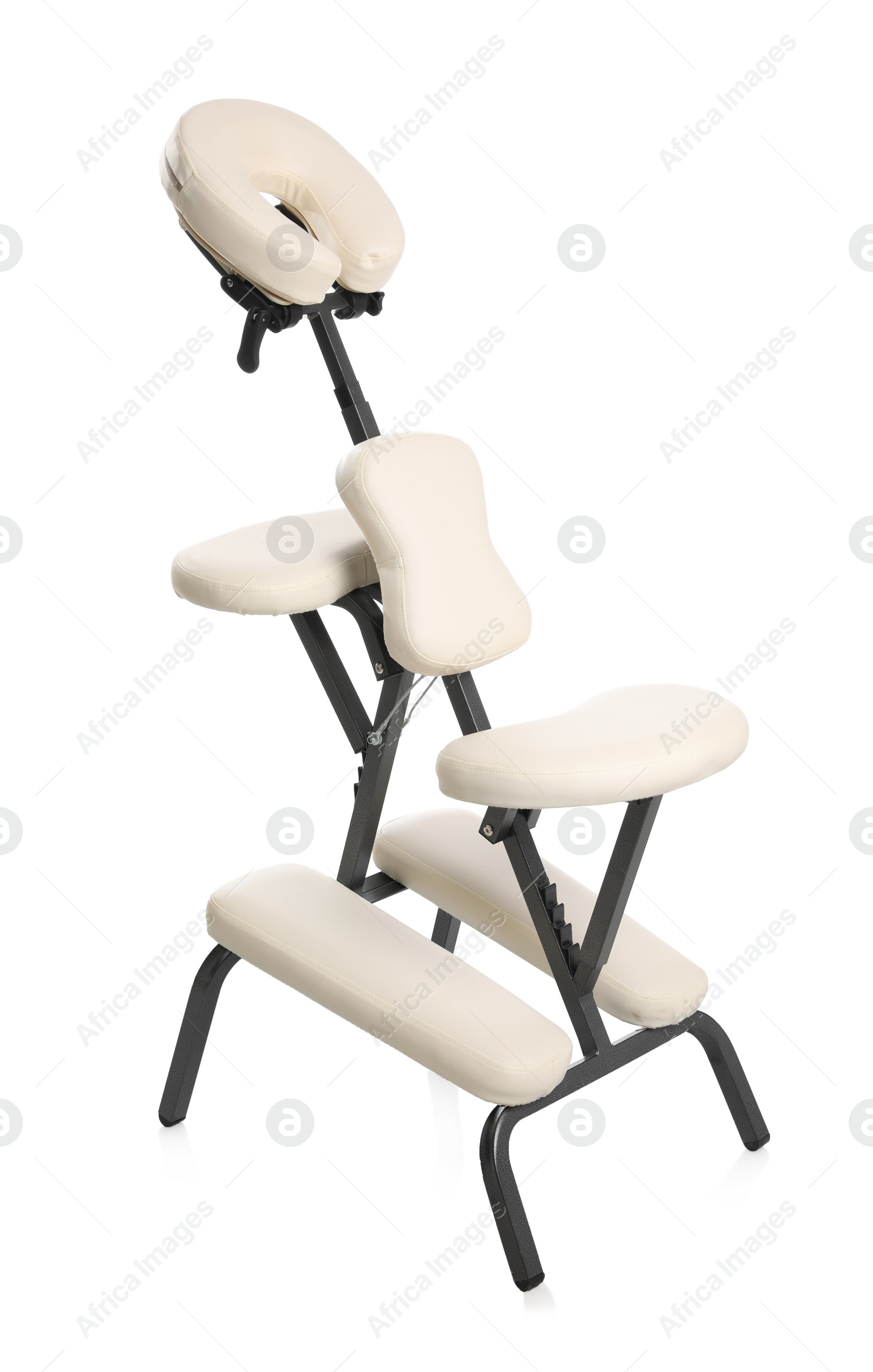 Photo of Modern massage chair isolated on white. Medical equipment