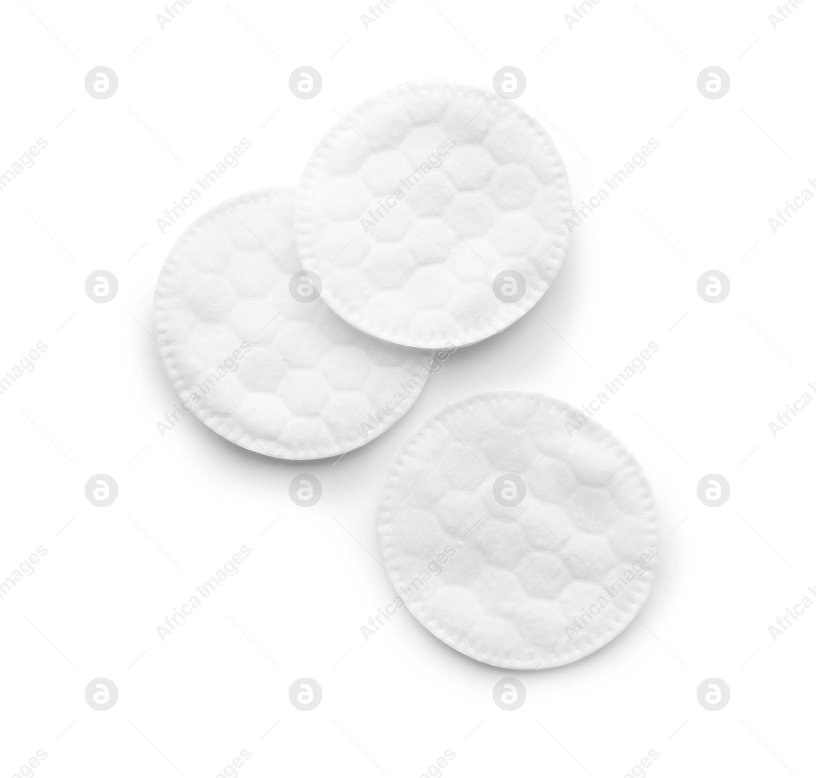 Photo of Cotton pads on white background, top view