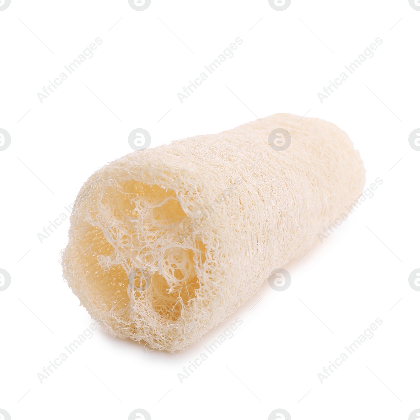 Photo of Loofah sponge isolated on white. Personal hygiene product