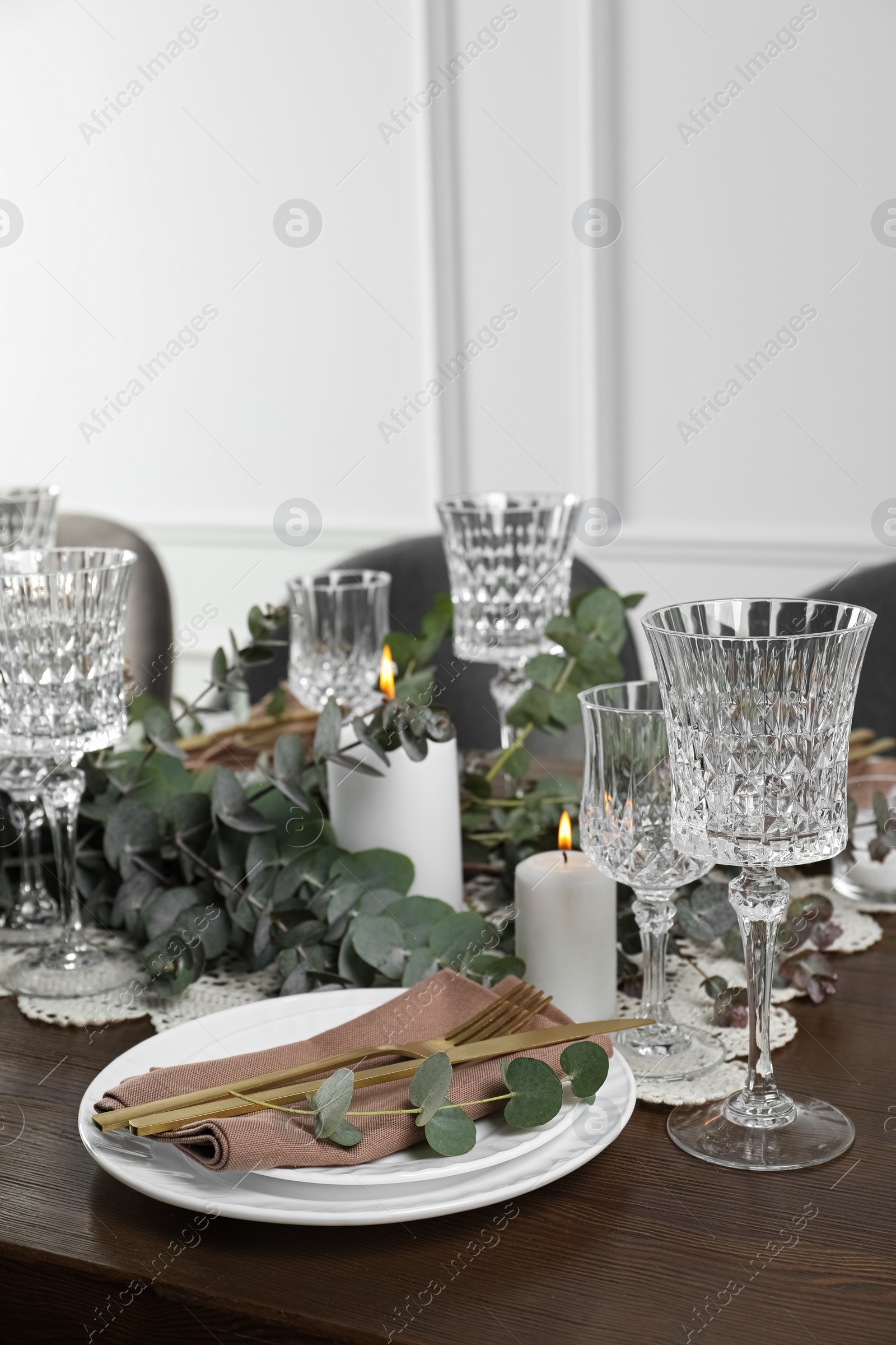 Photo of Stylish elegant table setting for festive dinner indoors