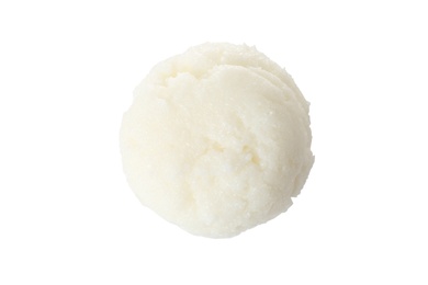 Fresh shea butter isolated on white, top view