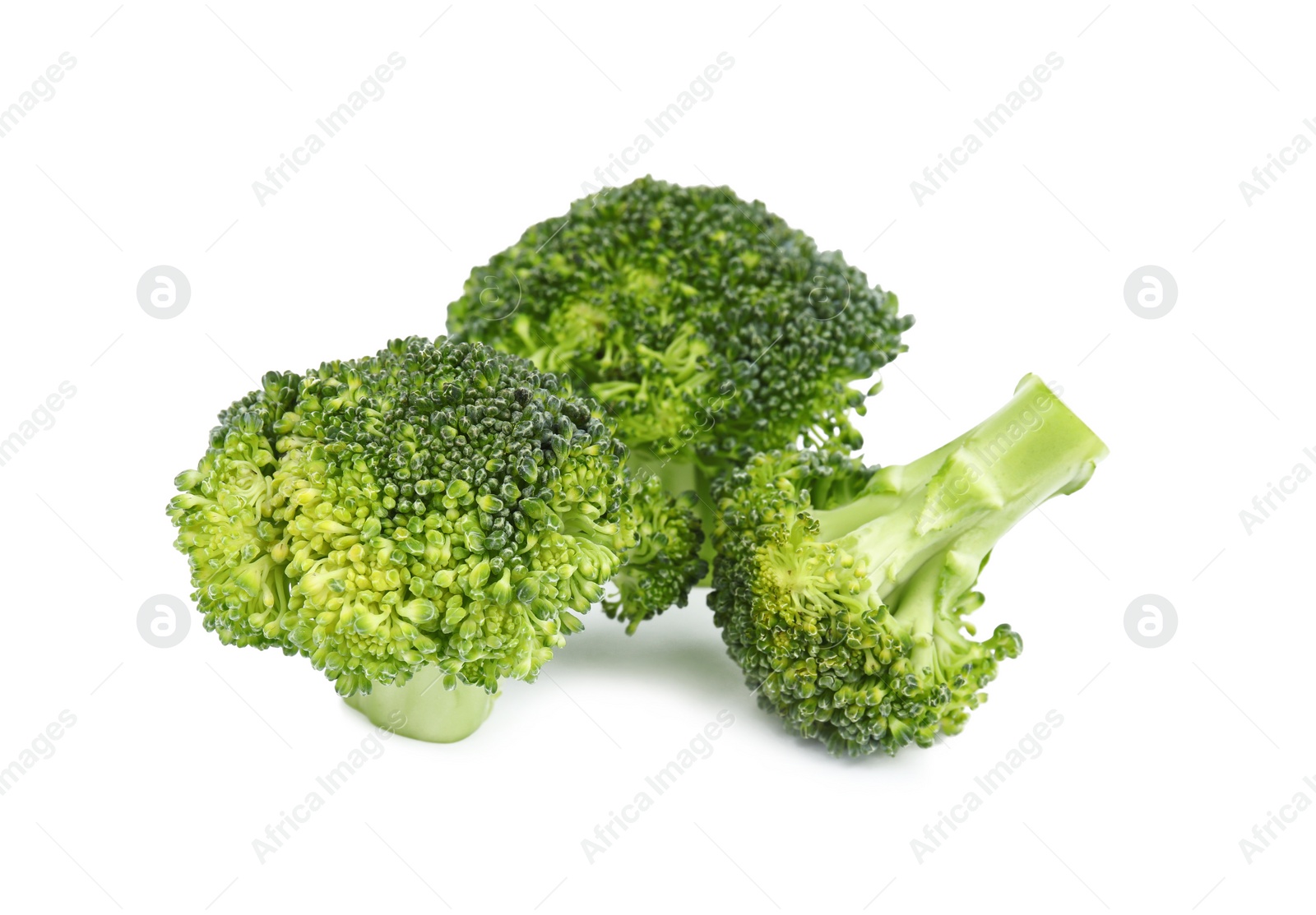 Photo of Fresh green broccoli on white background. Organic food