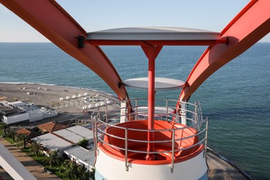 Photo of Beautiful large Ferris wheel in city, view from cabin