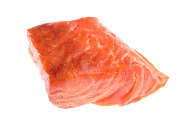 Photo of Piece of tasty grilled salmon isolated on white