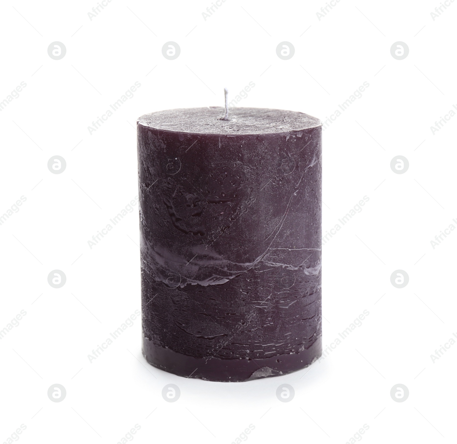 Photo of Dark aromatic decorative candle isolated on white