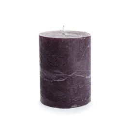 Photo of Dark aromatic decorative candle isolated on white