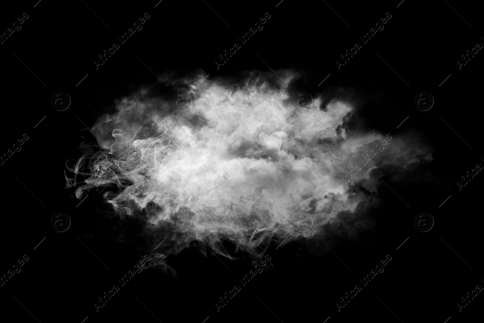 Image of Cloud of white smoke on black background