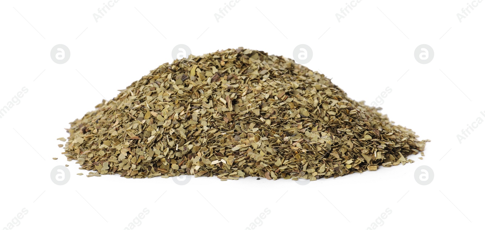 Photo of Pile of aromatic mate tea isolated on white