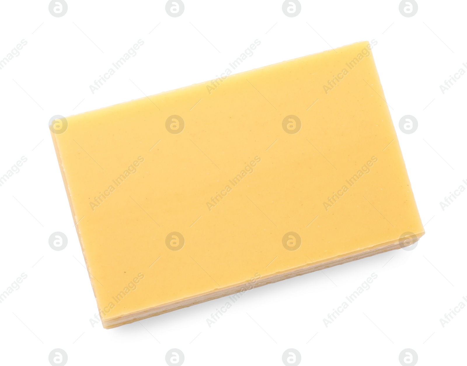 Photo of Stack of uncooked lasagna sheets isolated on white, top view