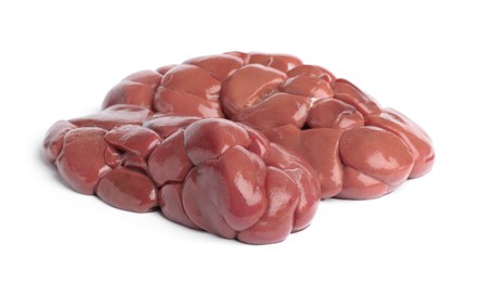 Photo of Fresh raw kidney meat on white background