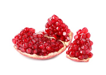 Piece of fresh pomegranate isolated on white