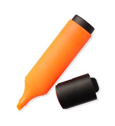 Bright orange marker isolated on white, top view