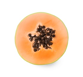Fresh ripe papaya slice isolated on white