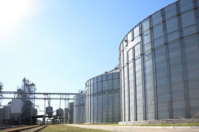 Photo of View of modern granaries for storing cereal grains outdoors