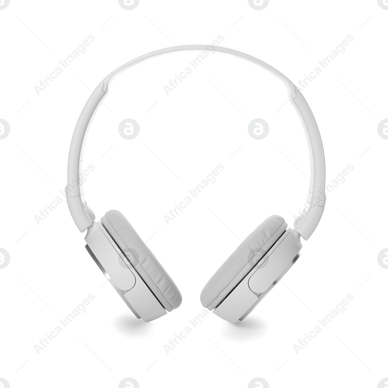 Photo of Stylish modern headphones with earmuffs on white background