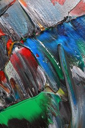 Photo of Abstract colorful acrylic paint as background, top view