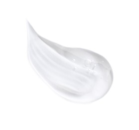 Photo of Smear of transparent ointment on white background, top view