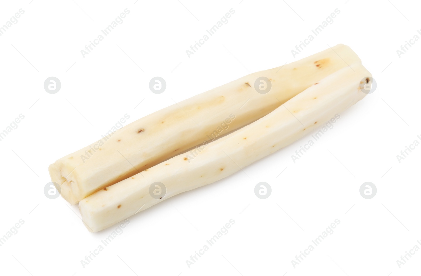 Photo of Cut raw salsify roots isolated on white