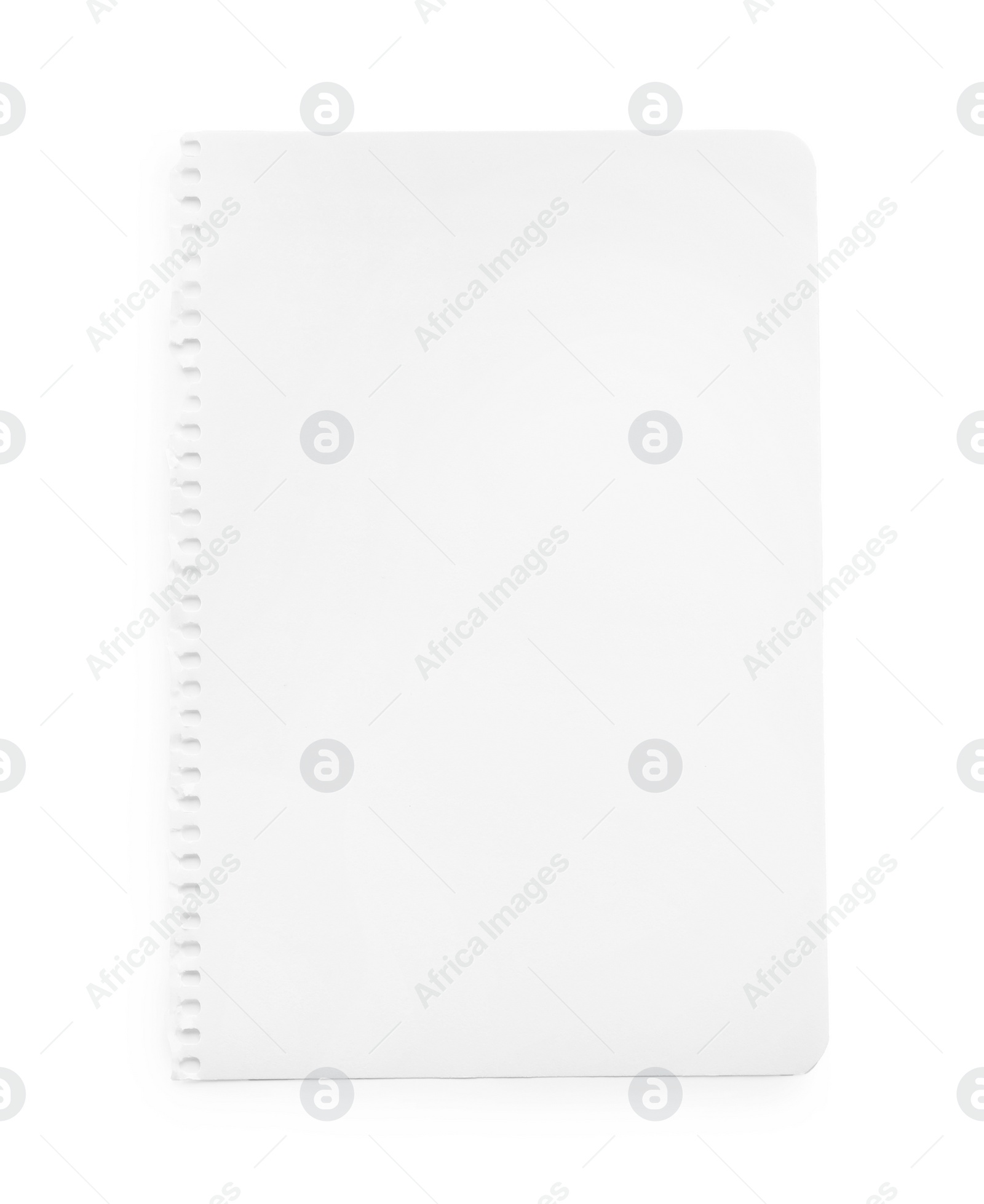 Photo of Blank notebook sheet isolated on white, top view