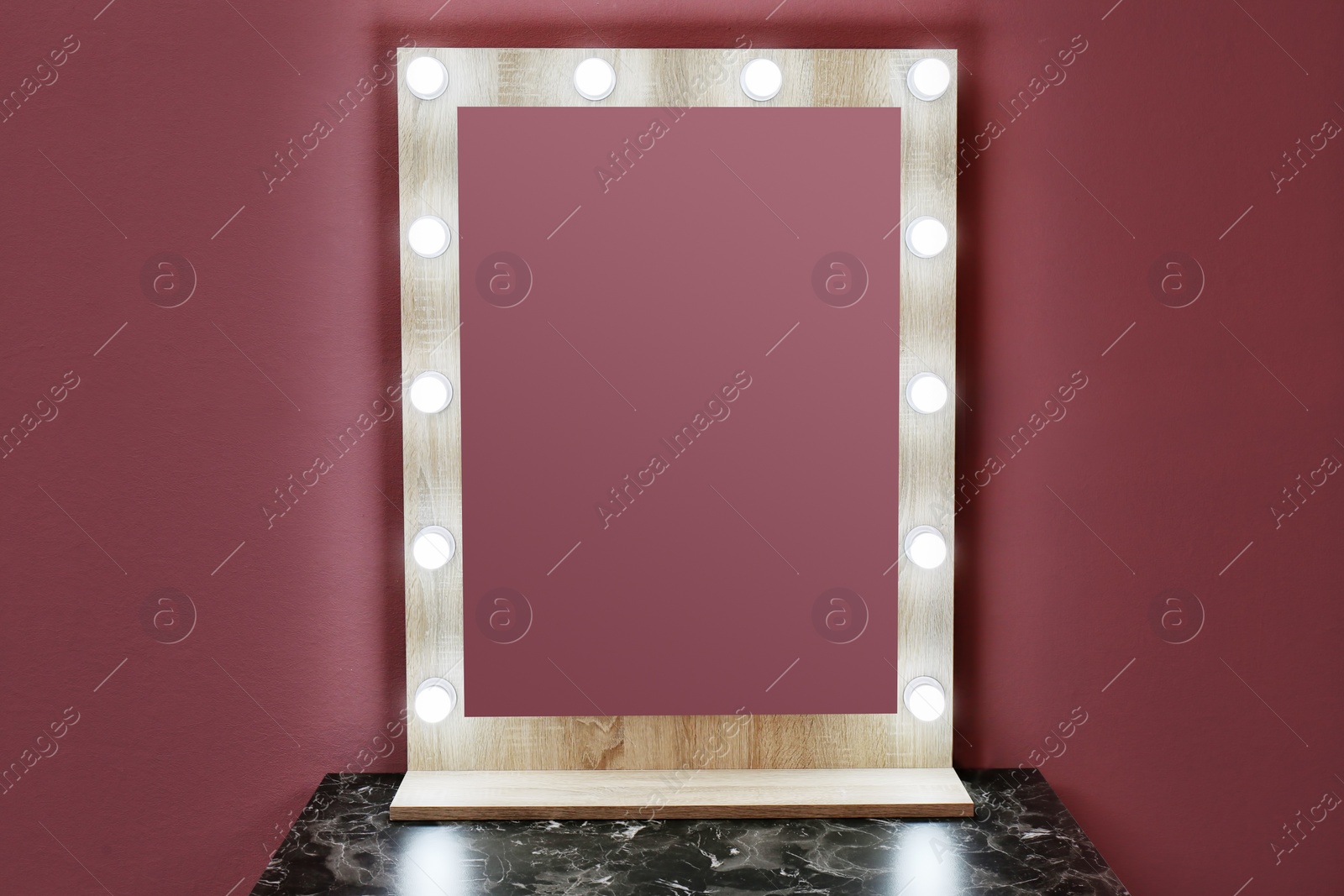 Photo of Beautiful mirror in modern makeup room