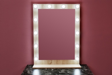 Beautiful mirror in modern makeup room