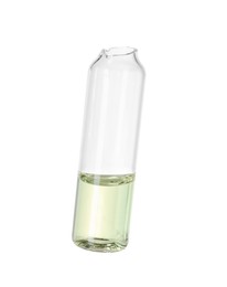 Open glass ampoule with liquid isolated on white