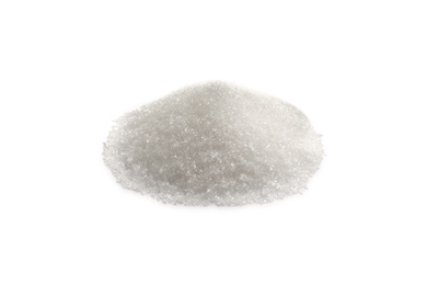 Pile of granulated sugar isolated on white