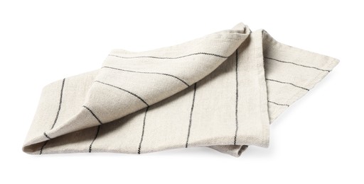 Striped fabric napkin folded on white background