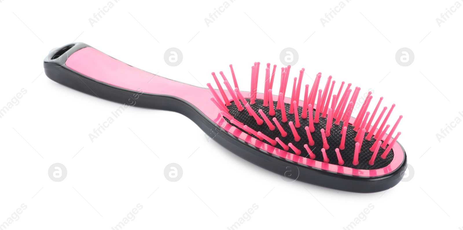 Photo of New modern hair brush isolated on white