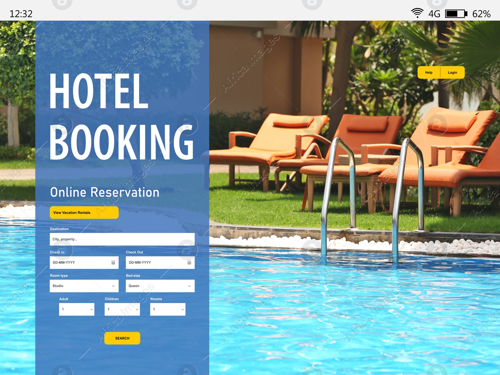 Image of Online hotel booking website interface with information