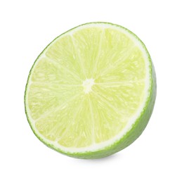 Photo of Citrus fruit. Half of fresh lime isolated on white