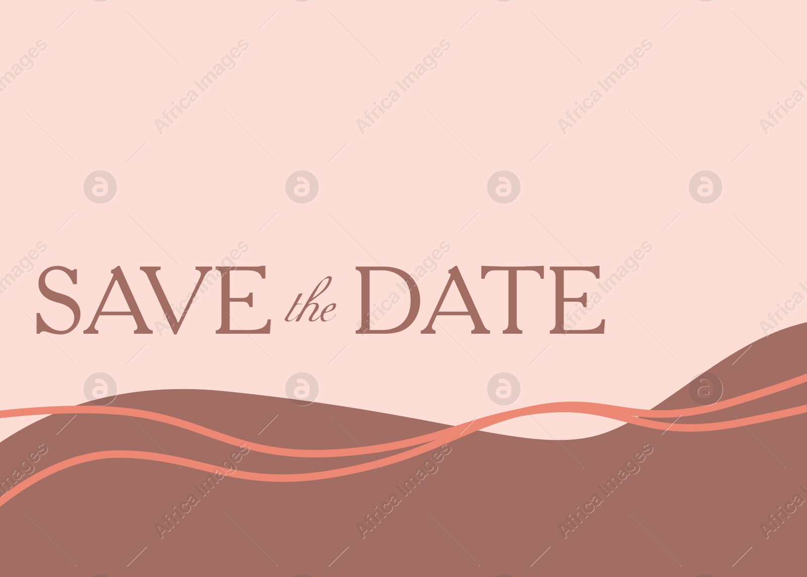 Illustration of Beautiful wedding invitation card with Save the Date phrase and abstract design on beige background