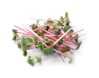 Photo of Pile of fresh microgreen isolated on white