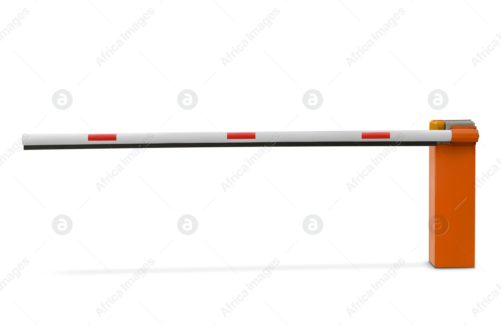 Image of One closed boom barrier isolated on white