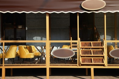 Beautiful view of modern cafe with outdoor terrace